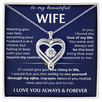 To Beautiful Wife - Love You Always Heart Necklace